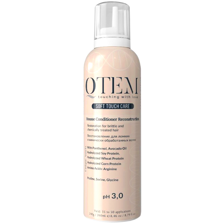 QTEM SOFT TOUCH CARE Мусс-Кондиционер Протеиновый Восстановление для Ломких и Химически Обработанных Волос