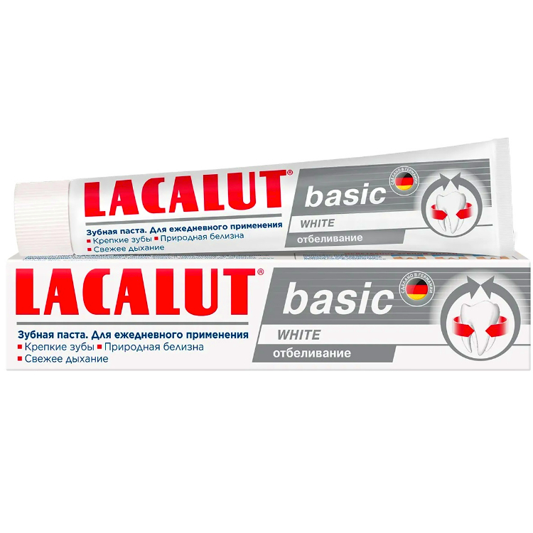 LACALUT Basic White Зубная Паста для Профилактики Кариеса и Осветления Эмали