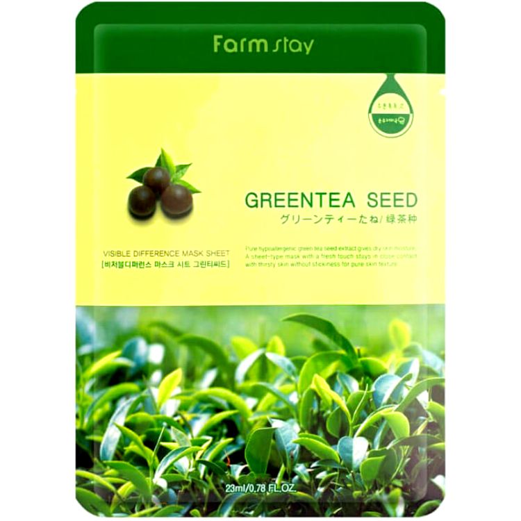 Farm Stay Маска Тканевая для Лица с Натуральным Экстрактом Семян Зеленого Чая