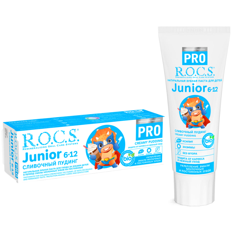 R.O.C.S. Junior Зубная Паста для Детей Натуральная Сливочный Пудинг 6-12