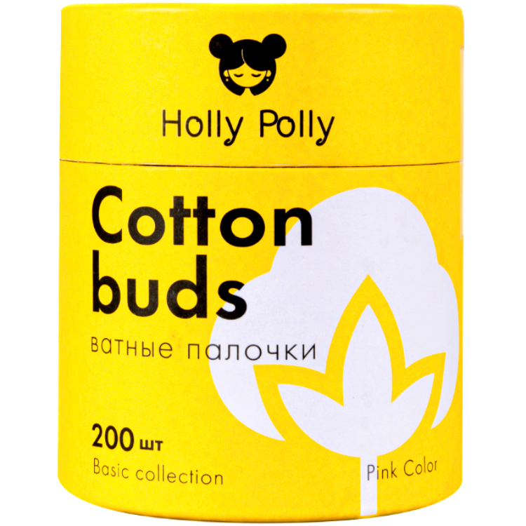Holly Polly Face Палочки Бамбуковые Ватные Косметические Розовые