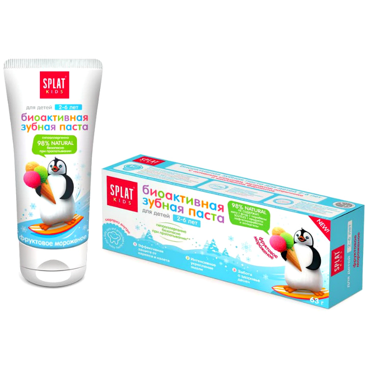 SPLAT KIDS Зубная паста для Детей Биоактивная Фруктовое Мороженое