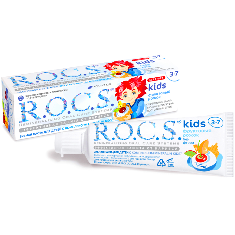 R.O.C.S. Kids Зубная Паста для Детей Фруктовый Рожок без Фтора 3-7
